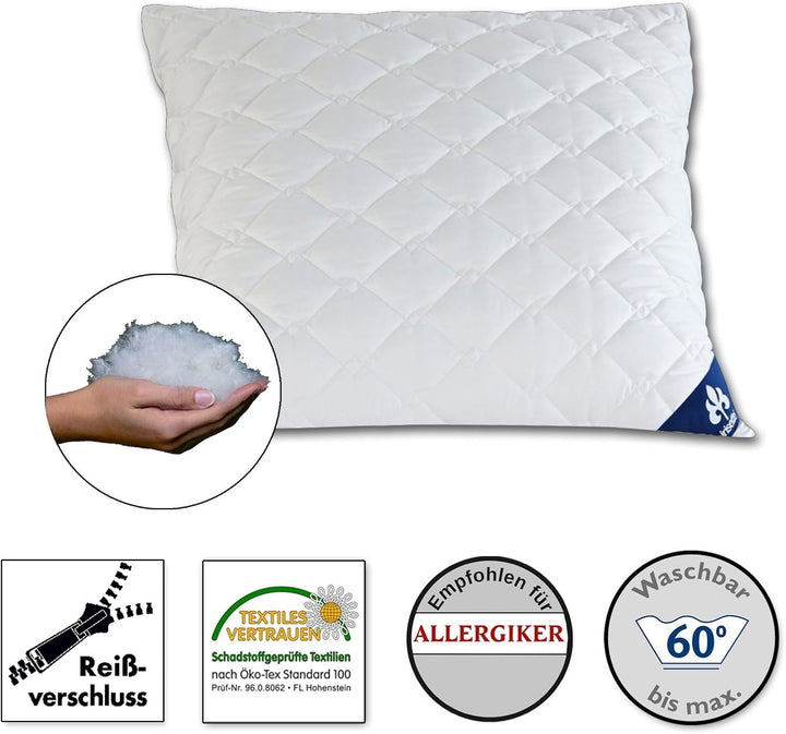 Perna Irisette Micro Thermo - Made in Germany - Pernă cu husă detașabilă din microfibră moale, 40 X 80 Cm, certificată Ã-ko-Tex