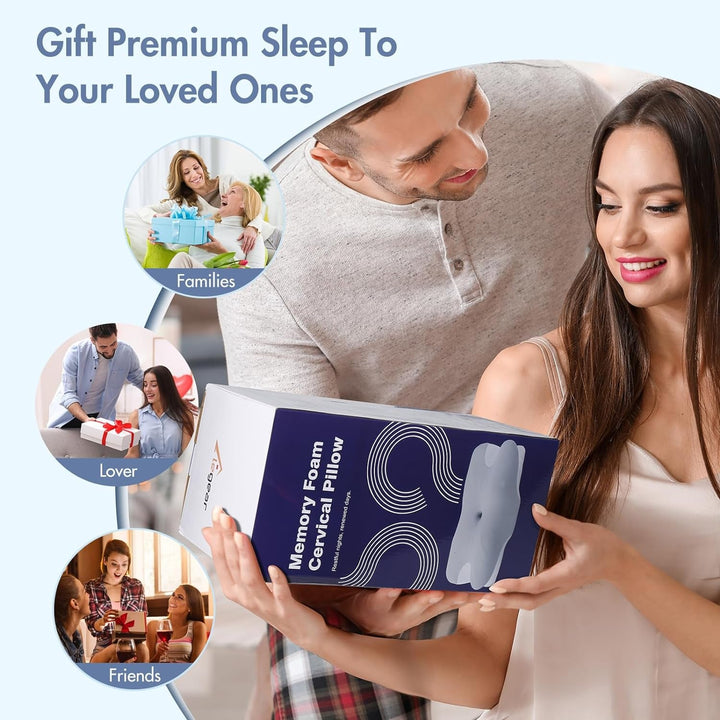 Elegear Pernă din spumă de memorie cu capac de pernă de răcire, pernă pentru dureri de gât Pernă pentru dormit lateral Pernă ergonomică Pernă ortopedică pentru dormit lateral, spate, abdominal 63X 10/14 X36Cm