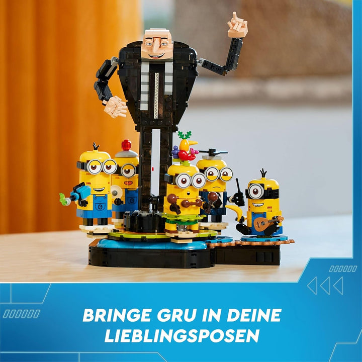 LEGO I - Pur și simplu Incorigibil 4 Gru și Minionii Cărămizi, personaje de film de jucărie dansatoare pentru a construi, juca și expune, cadou pentru băieți și fete 75582
