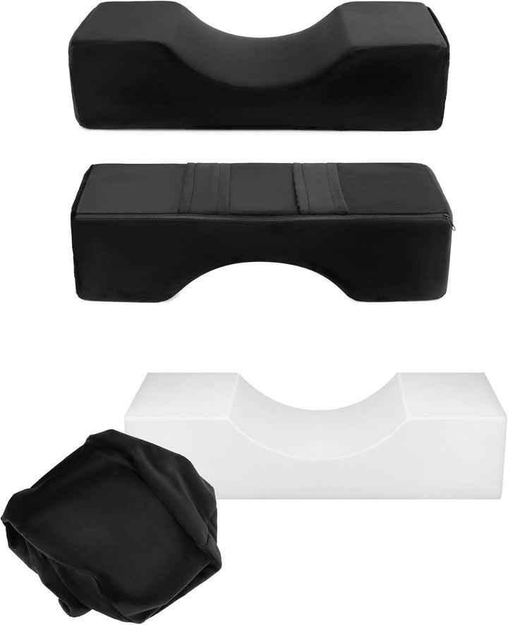 QWORK® Pernă pentru gene, pernă de machiaj de frumusețe în formă de U, pernă ergonomică pentru gene pentru alungire, pernă pentru gene din spumă de memorie pentru uz casnic în salonul de frumusețe (negru)