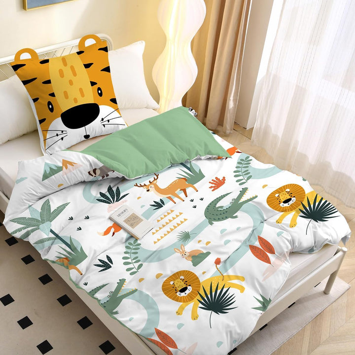 MUSOLEI Bettwäsche 135X200 Mädchen Tier Kinderbettwäsche Mikrofaser 3D Bettwäsche-Set Kinder Bettbezug Mit 1 Kissenbezug 80X80Cm Geschenk Für Kinderzimmer Einzelbett, Löwe Mit Ohren