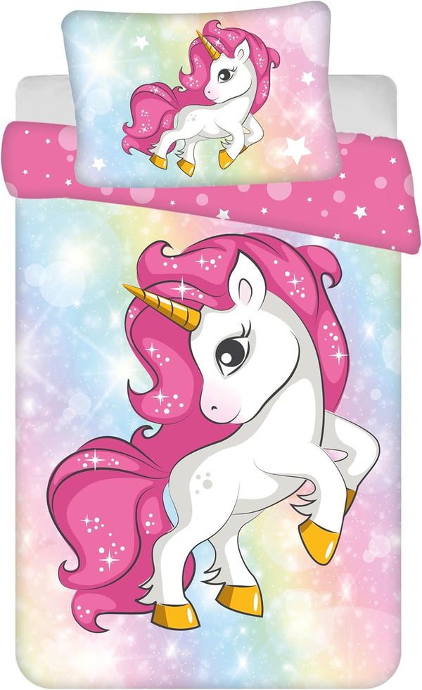 Einhorn Kinderbettwäsche 100X135Cm 40X60Cm [NEU 2023] 100% Baumwolle, Unicorn, Bettwäsche Pferde, Baby Bettwäsche, Mädchen Bettwäsche