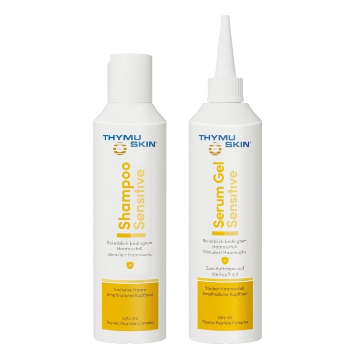 THYMUSKIN Sensitive Set: Bei Diffusem Haarausfall Und Kleinen, Kahlen Stellen. Stimuliert Den Haarwuchs. SET (1 X 100Ml Shampoo + 1 X 100Ml Serum Gel)