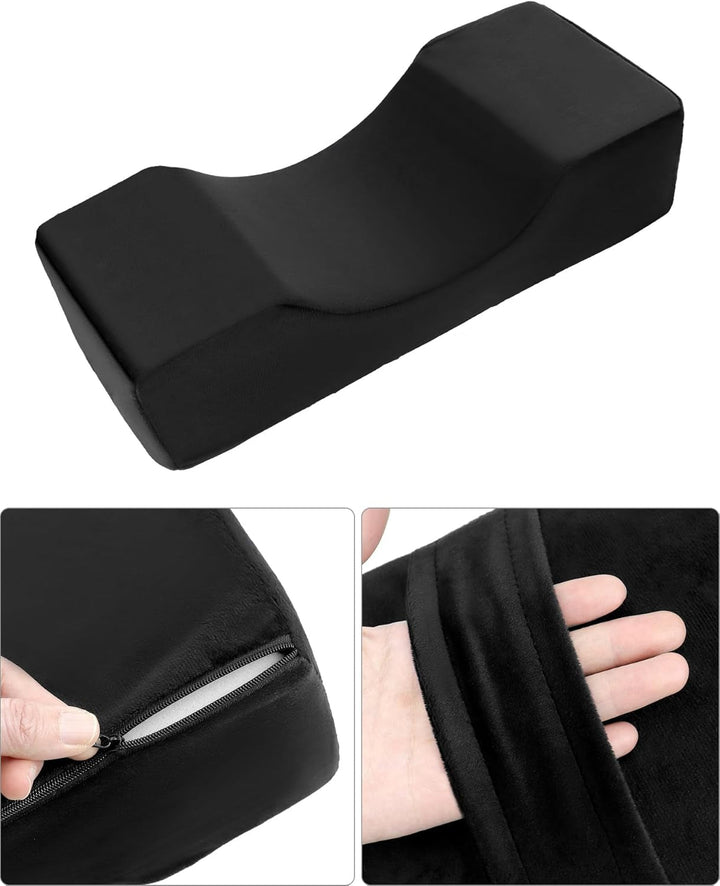 QWORK® Pernă pentru gene, pernă de machiaj de frumusețe în formă de U, pernă ergonomică pentru gene pentru alungire, pernă pentru gene din spumă de memorie pentru uz casnic în salonul de frumusețe (negru)