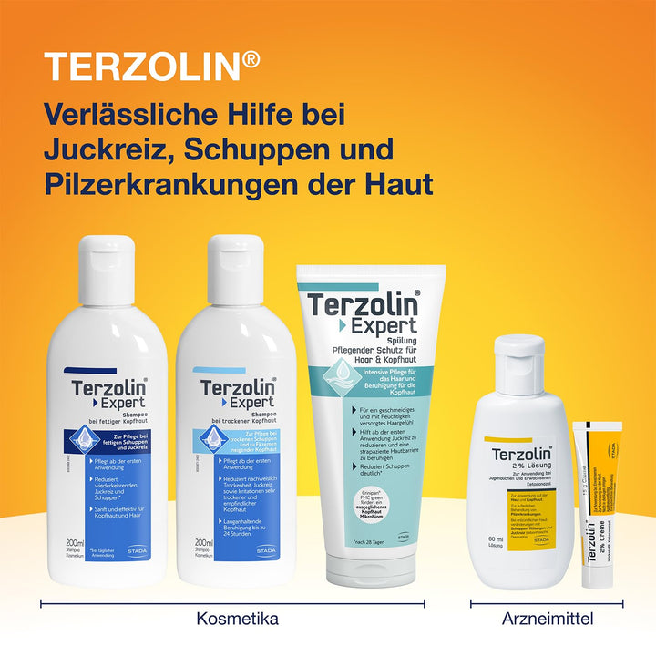 Terzolin Expert Shampoo Für Fettige Kopfhaut & Haar, Anti-Schuppen, Gegen Juckreiz, Mit Crinipan PMC Green, Feuchtigkeitsspendend, 200 Ml